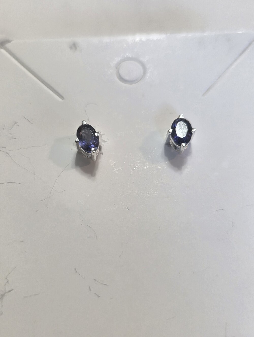 Sterling Silver Blueish Purple Oval Stud Earrings